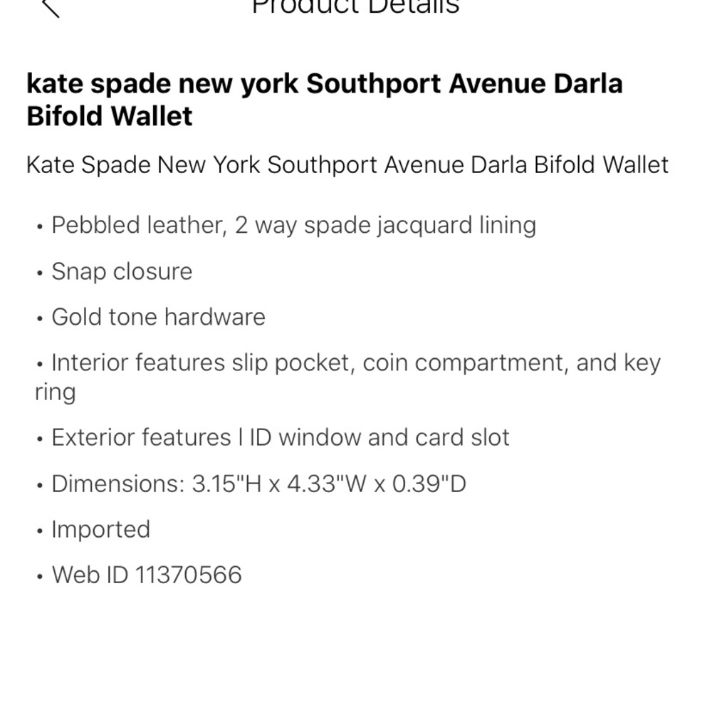 Kate Spade True Taupe Small Bifold Wallet - Picture 6 of 6